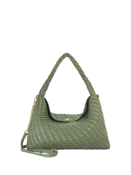 Dune London Deliberate L Woven Shoulder Bag, Green