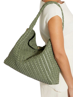 Dune London Deliberate L Woven Shoulder Bag - view 2, Green