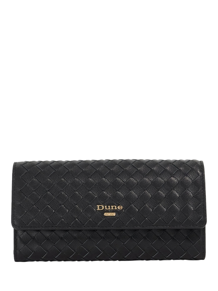 Dune London Kokos Woven Leather Purse, Black, Black