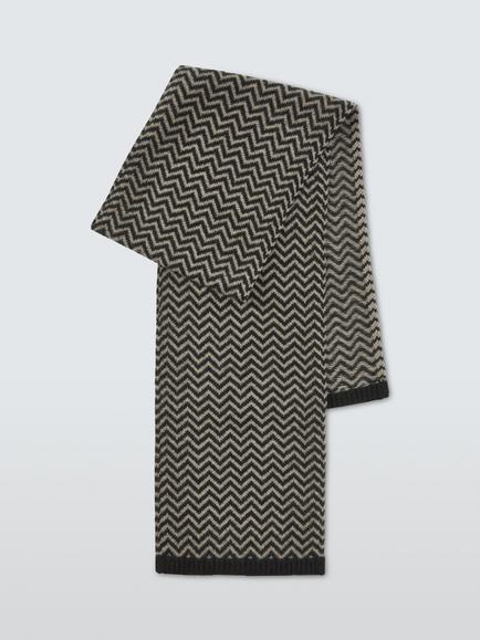 John Lewis Pure Cashmere Herringbone Scarf, Brown - view 2, Brown
