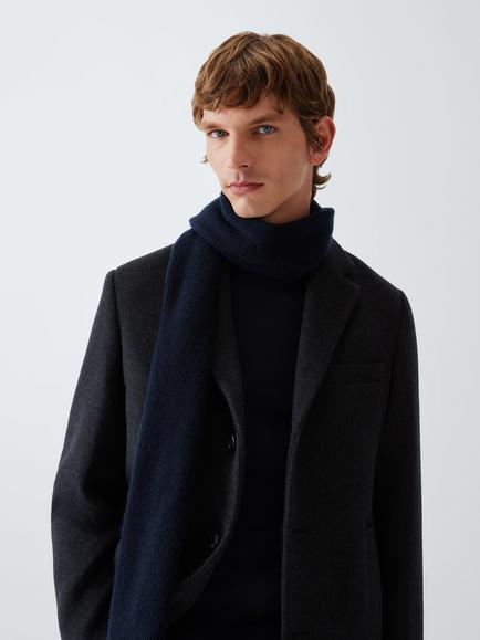 John Lewis Pure Cashmere Plain Scarf, Navy