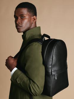 Charles Tyrwhitt Grain Leather Backpack, Black - view 2, Black