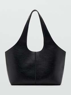Mango Slender Strap Shoulder Tote Bag, Black, Black