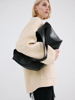 Mango Slender Strap Shoulder Tote Bag, Black - view 2, Black