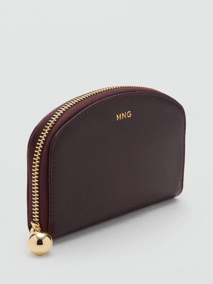 Mango Capuleto Medium Curved Zipped Purse, Dark Brown - view 2, Dark Brown