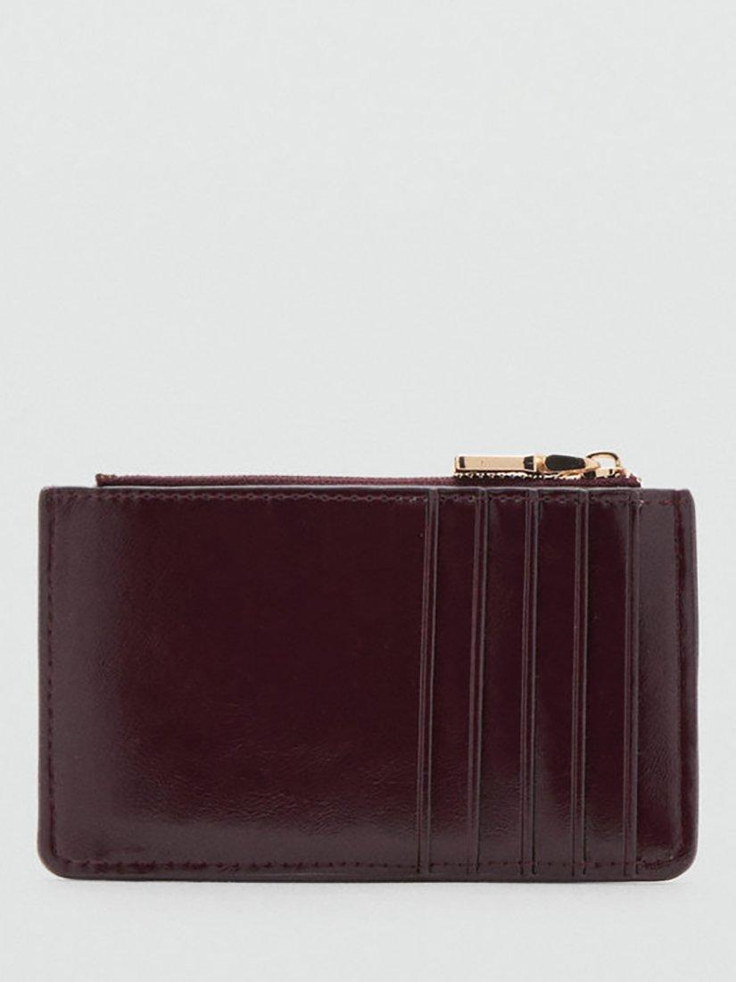 Product image 2 of 3, which shows Mango Diagonal Quilted Zipped Purse, Dark Red