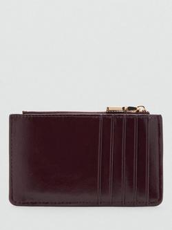 Mango Diagonal Quilted Zipped Purse, Dark Red - view 2, Dark Red