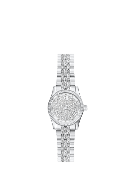 Michael Kors MK7577 Women's Petite Lexington Pave Bracelet Strap Watch, Silver, Silver