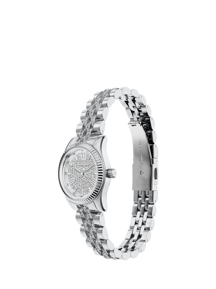 Michael Kors MK7577 Women's Petite Lexington Pave Bracelet Strap Watch, Silver - view 2, Silver