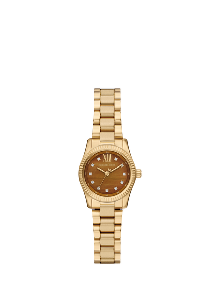 Michael Kors MK7578 Women's Petite Lexington Tiger's Eye Bracelet Strap Watch, Gold, Gold
