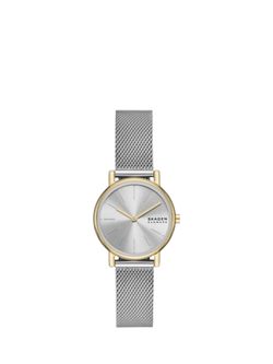 Skagen SKW3153 Women's Signatur Lille Mesh Strap Watch and Bracelet Set, Gold/Silver, Gold And Silver