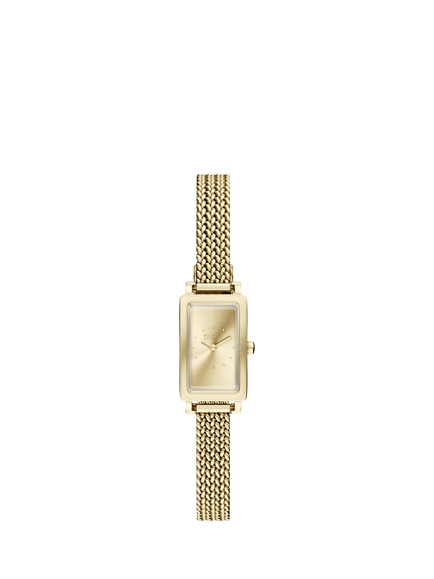 Skagen SKW3178 Women's Rectangle Mesh Strap Watch, Gold, Gold