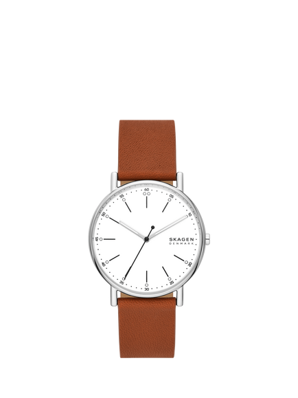 Skagen SKW6903 Men's Signatur Round Watch, Leather Tan, Leather Tan