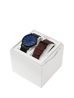 Skagen SKW6933 Men's Signatur Watch Double Strap Box Set, Black/Midnight Blue - view 2, Black/Midnight Blue