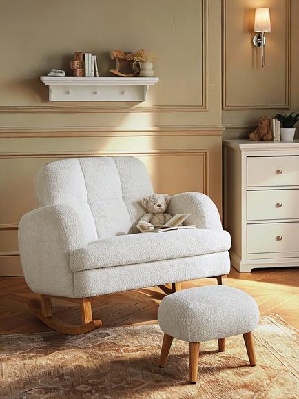 CuddleCo Etta Cuddle Nursing Chair & Footstool - view 2, Boucle Off-white