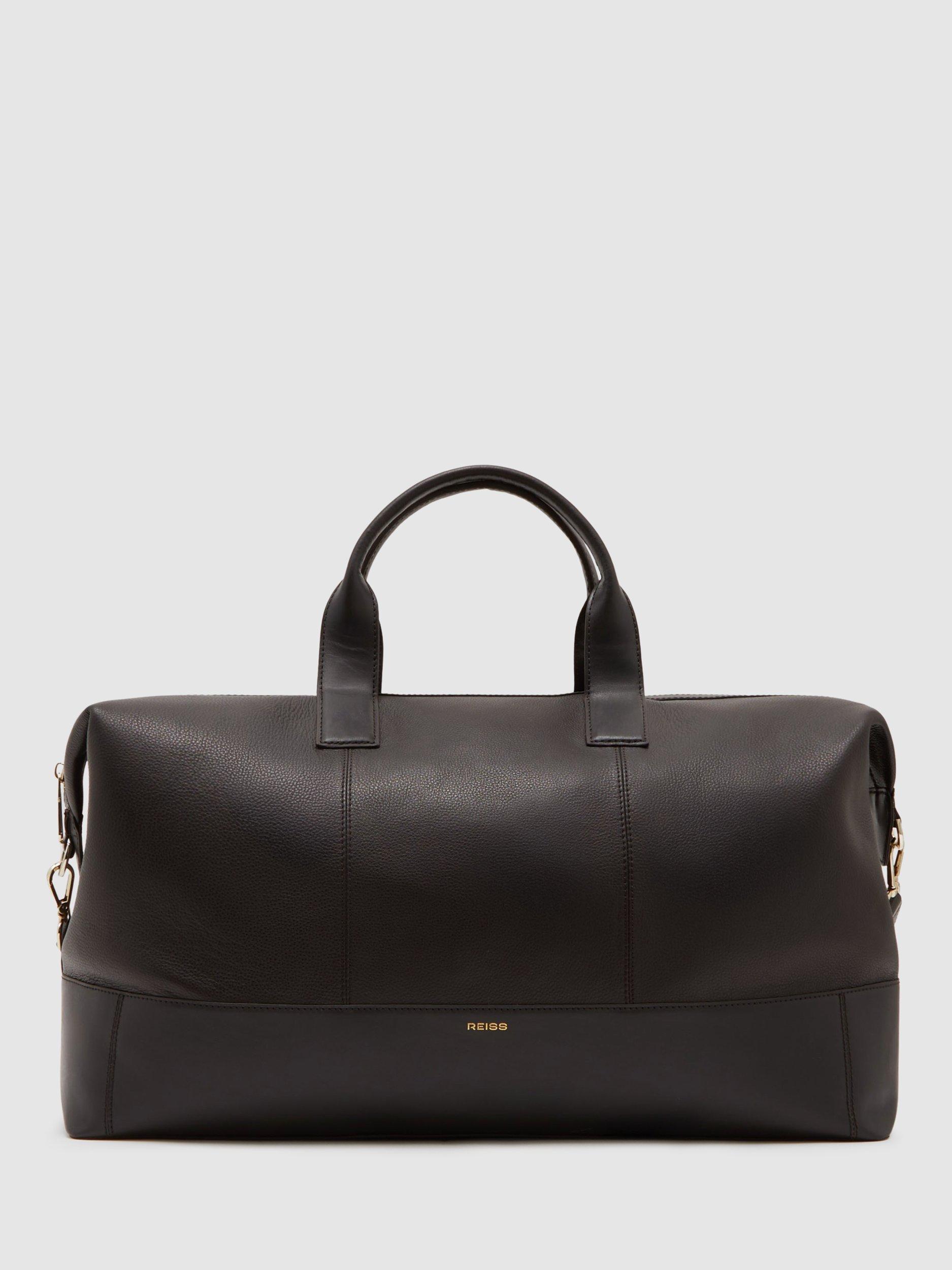 Product image 1 of 5, which shows Reiss Colton Leather Weekend Bag, Dark Brown