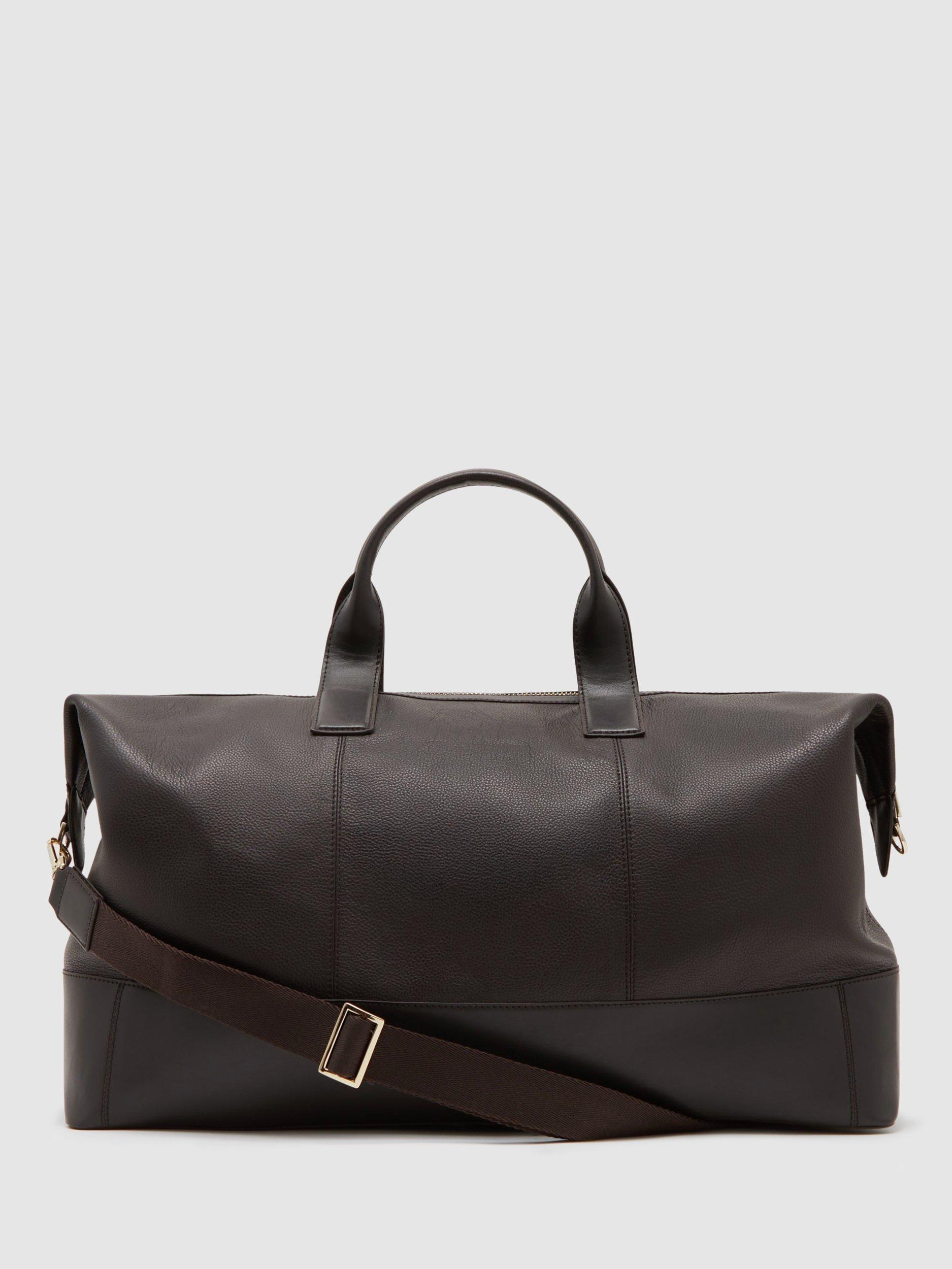 Product image 4 of 5, which shows Reiss Colton Leather Weekend Bag, Dark Brown