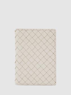 Reiss Floyd Woven Leather Bifold Card Holder, Off White, Off White