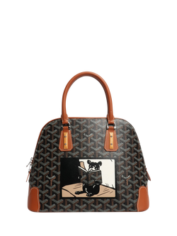 Pre-loved Goyard Vendome Canvas and Leather Top Handle Grab Bag, Brown, Brown