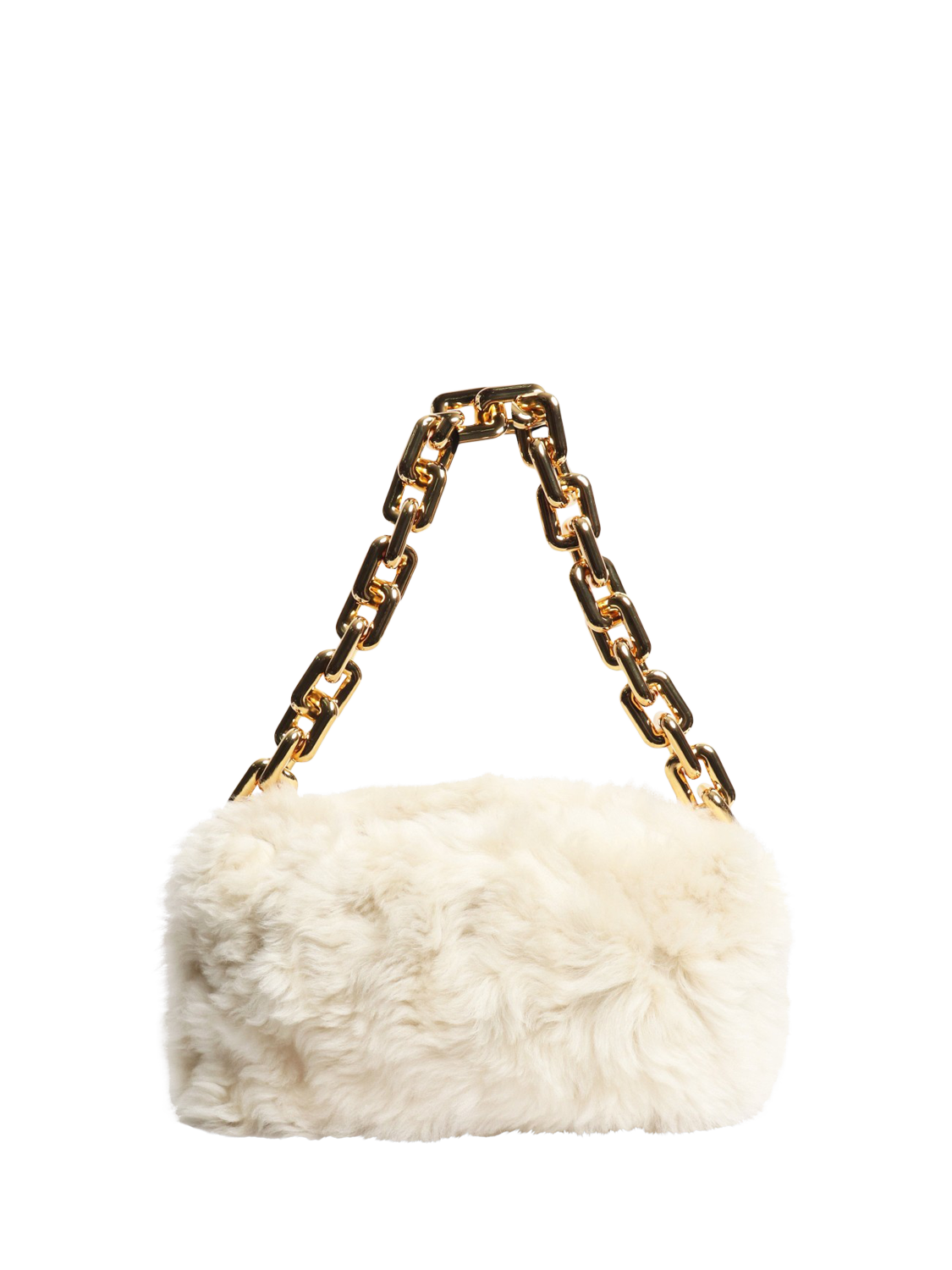 Product image 2 of 6, which shows Pre-loved Bottega Veneta Leather Shearling Shoulder Bag, Cream