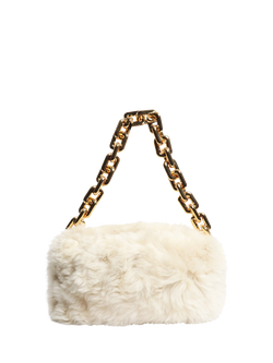 Pre-loved Bottega Veneta Leather Shearling Shoulder Bag, Cream - view 2, Cream