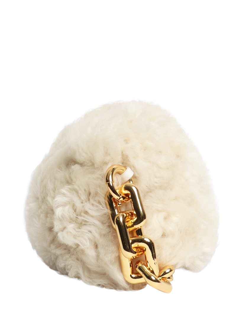 Product image 4 of 6, which shows Pre-loved Bottega Veneta Leather Shearling Shoulder Bag, Cream