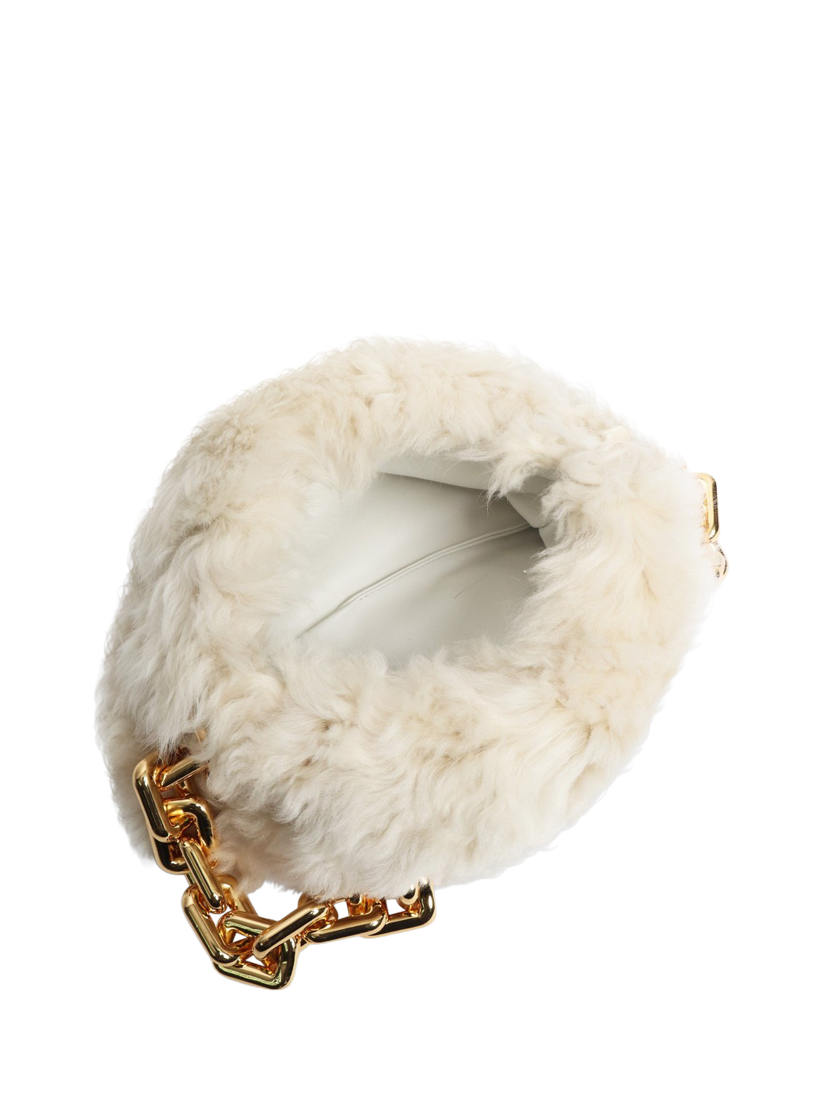 Product image 6 of 6, which shows Pre-loved Bottega Veneta Leather Shearling Shoulder Bag, Cream