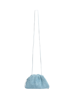 Pre-loved Bottega Veneta Leather and Raffia Pouch Cross Body Bag, Blue - view 2, Blue