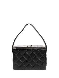Pre-loved CHANEL 1997 Vintage Leather Top Handle Vanity Box, Black, Black