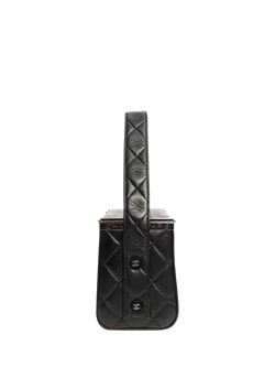 Pre-loved CHANEL 1997 Vintage Leather Top Handle Vanity Box, Black - view 2, Black