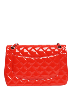 Pre-loved CHANEL 2014 Patent Leather Jumbo Double Flap Cross Body Bag, Red - view 2, Red