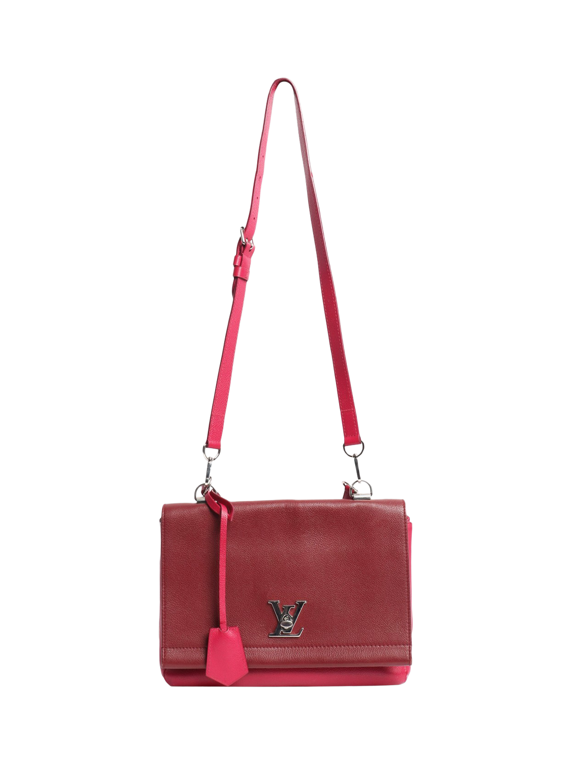 Product image 2 of 10, which shows Pre-loved Louis Vuitton 2015 LockMe Leather Shoulder Bag, Pink