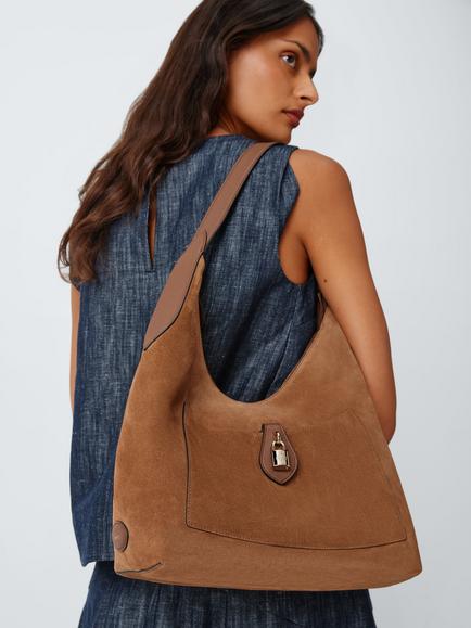 Mulberry Eliza Large Suede Shoulder Bag, Vintage Oak - view 2, Vintage Oak