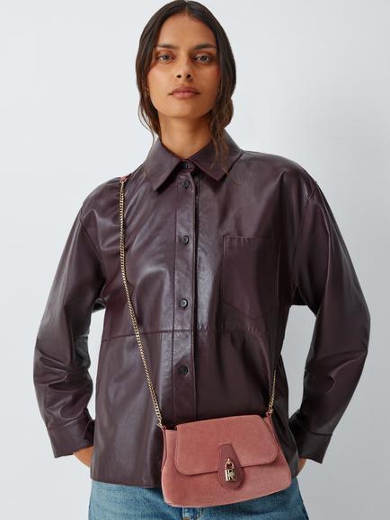 Mulberry Eliza Mini Suede Chain Strap Shoulder Bag, Pink Scrumpy - view 2, Pink Scrumpy