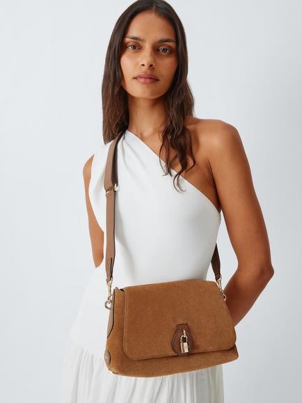 Mulberry Eliza Suede Satchel Bag, Vintage Oak - view 2, Vintage Oak
