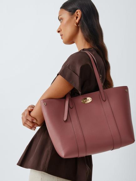 Mulberry Small Bayswater Leather Tote Bag - view 2, Pink Scrumpy