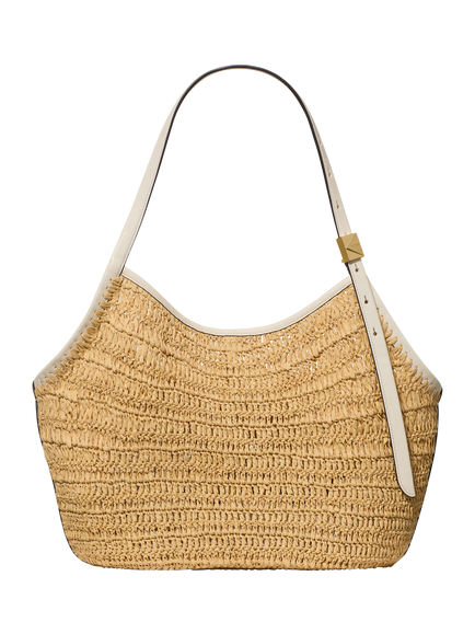kate spade new york Deco Straw Tulip Tote Bag, Neutral, Natural