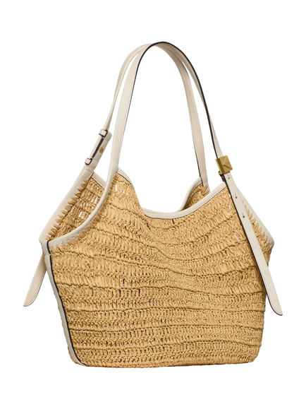 kate spade new york Deco Straw Tulip Tote Bag, Neutral - view 2, Natural