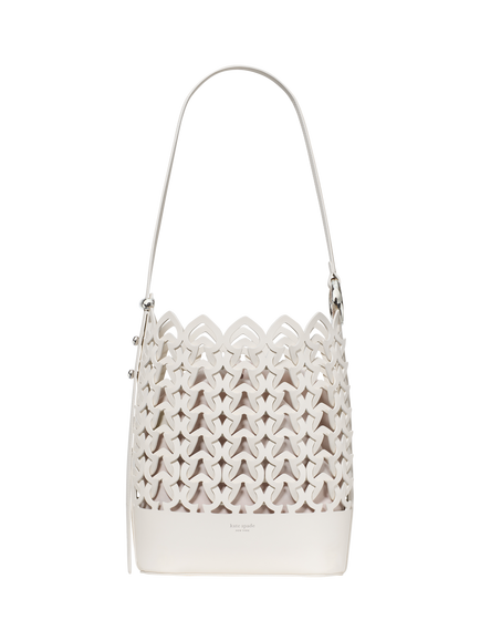 kate spade new york Halo Woven Leather Bucket Bag, Cream, Cream