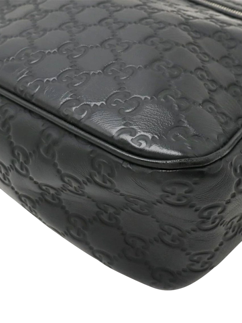 Product image 3 of 8, which shows Pre-loved GUCCI Guccissima Leather Messenger Bag, Black