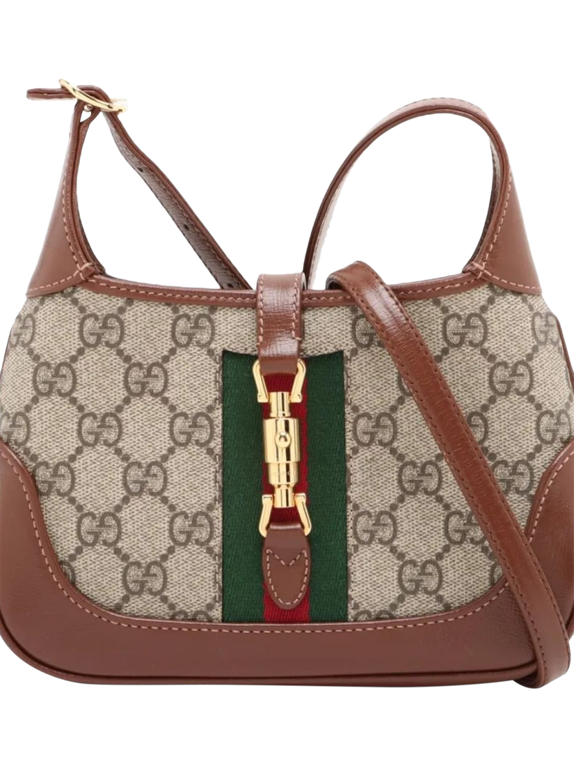 Product image 1 of 10, which shows Pre-loved GUCCI GG Supreme Jackie 1961 Bag, Brown/Multi