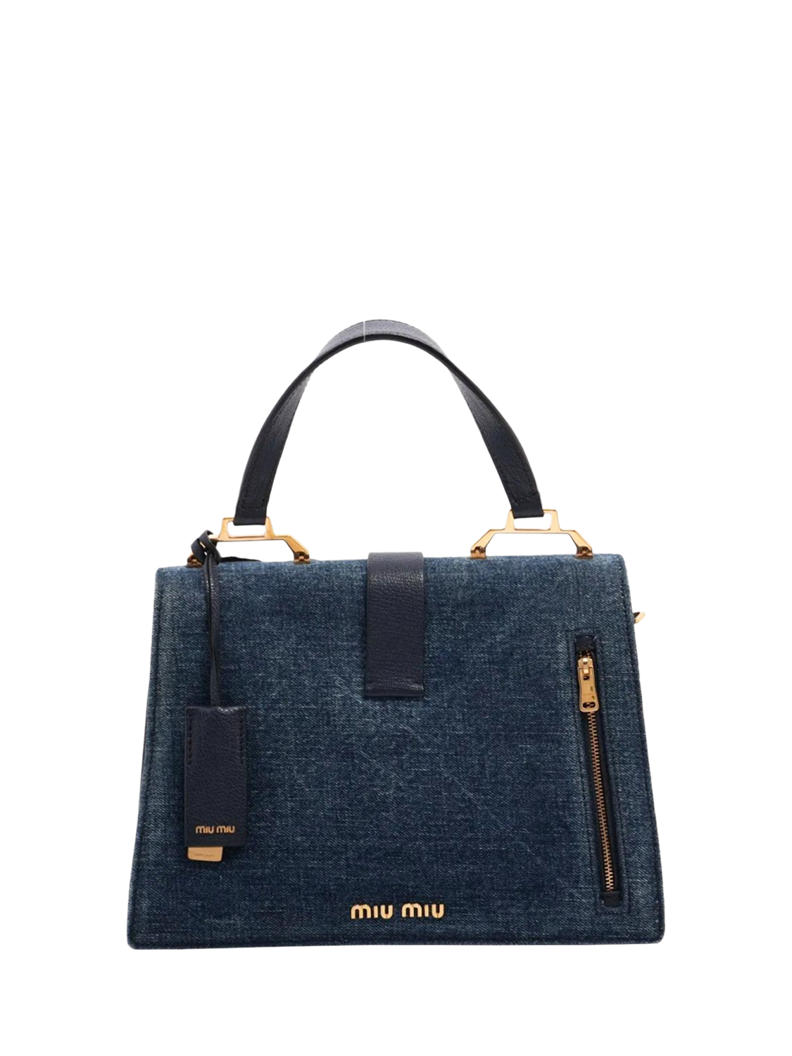 Pre-loved Miu Miu Denim and Leather Shoulder Bag, Blue