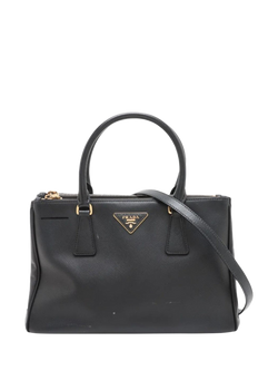 Pre-loved Prada Saffiano Leather Galleria 2-Way Shoulder Bag, Black, Black