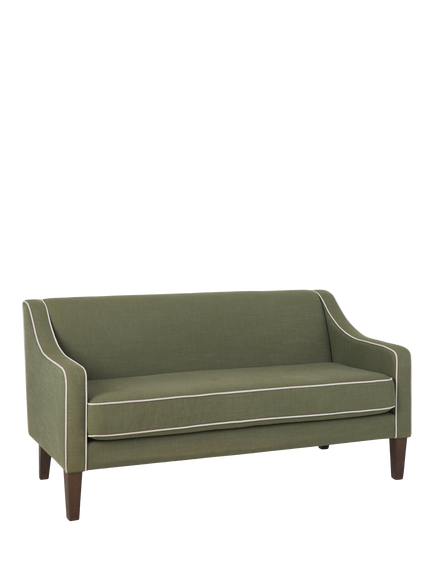 John Lewis OUTLET Marlow Medium 2 Seater Sofa, Dark Leg, Like New, Relaxed Linen Olive Green, 