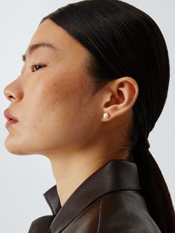 Lido Boxed Large Freshwater Stud Earrings, Silver Pearl - view 2, Silver Pearl