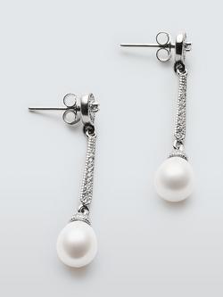 Lido Cubic Zirconia Pearl Drop Earrings, Silver, Silver