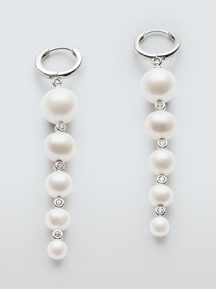 Lido Graduated Pearl Drop Earrings, Silver, Silver