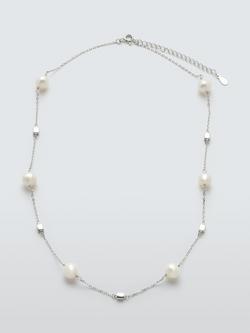 Lido Pearl Station Chain Necklace, Silver, Silver