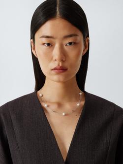 Lido Pearl Station Chain Necklace, Silver - view 2, Silver