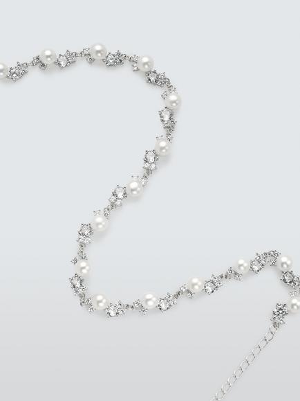 Lido Freshwater Button Pearl Necklace, Silver, Silver